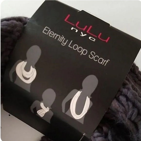 🍀NWT Lulu NYC Eternity Loop Black Scarf Knit Black - Picture 3 of 4